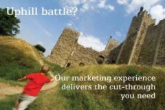 Marketing experience with cut through Framlingham Castle Suffolk