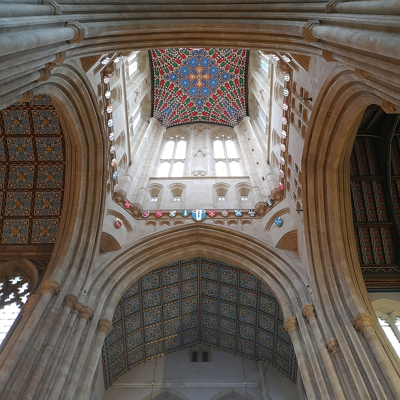 Looking inside St Edmundsbury Cathedral lantern tower