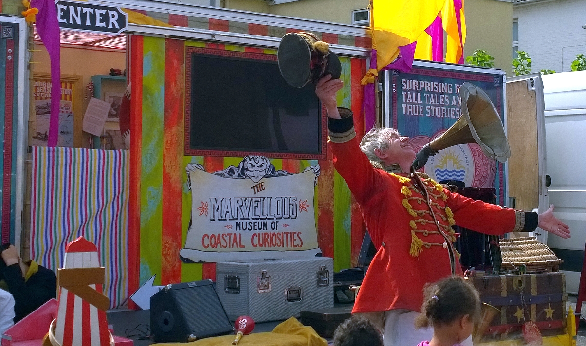 Tony Lidington performs at the touring Marvellous Museum of Coastal Curiosities Clacton